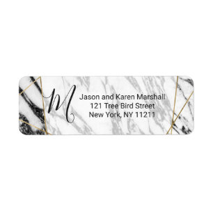 Modern Marble Gold Geometric Address