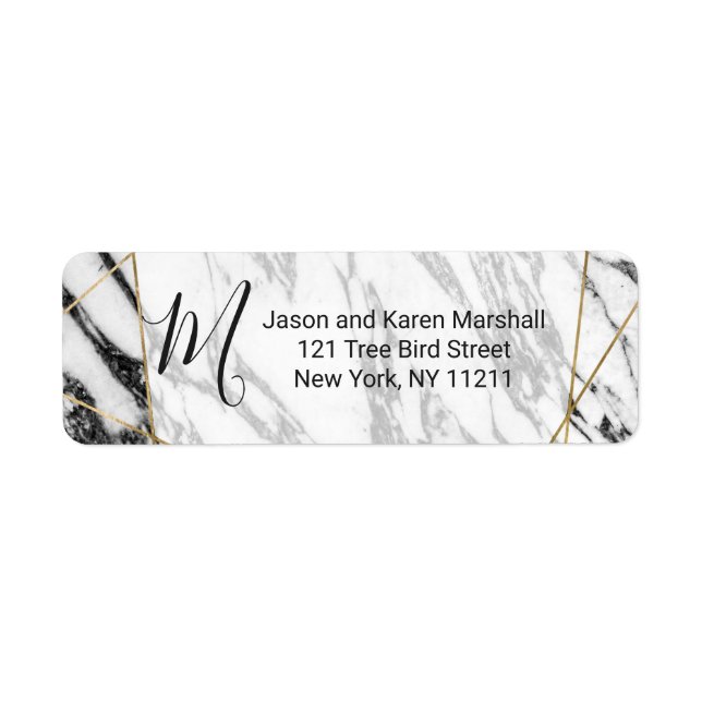 Modern Marble Gold Geometric Address (Front)