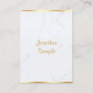 Modern Marble Gold Hand Script Luxury Template Business Card