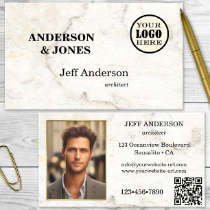 Modern Marble Gold Professional Architect Photo Business Card