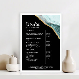 Modern Marble Gold Salon Price List  Poster