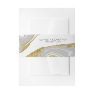 Modern Marble & Gold Wedding Invitation Belly Band