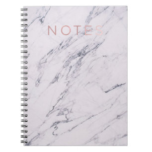 Modern Marble Grey White & Rose Gold Pink Notes Spiral Notebook
