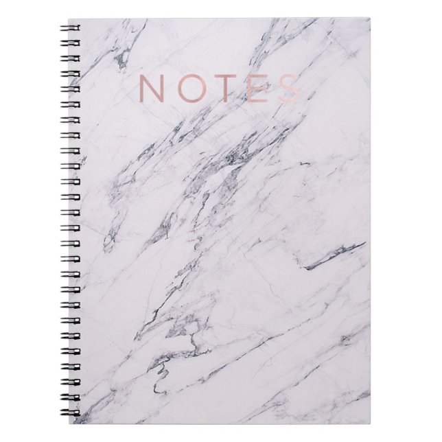 Modern Marble Grey White & Rose Gold Pink Notes Spiral Notebook (Front)