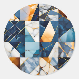Modern Marble Grids Classic Round Sticker