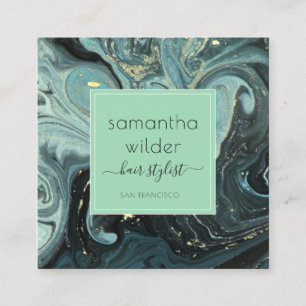Modern Marble Hair Stylist Square Business Card