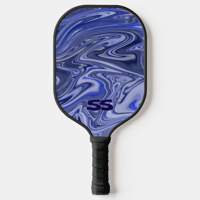 Modern Marble Monogram Pickleball Paddle (Front)