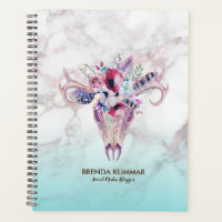 Modern Marble Ombre & Floral Boho Skull