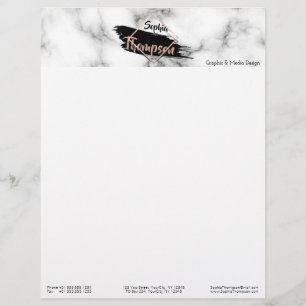 Modern Marble Paint Stroke Name - Letterhead Design
