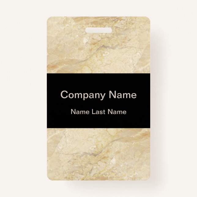 Modern Marble Pattern Employee Design ID Badge (Front)