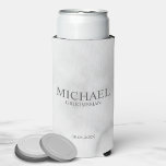 Modern Marble Personalised Groomsman Seltzer Can Cooler<br><div class="desc">Modern Black and White Personalised Groomsman Gifts
featuring personalised groomsman's name,  title and wedding date in grey classic serif font style on white marble background.

Also perfect for Best Man,  Father of the Bride and more.</div>