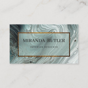 Modern Marble Personalised Personal Golden Frame B Business Card