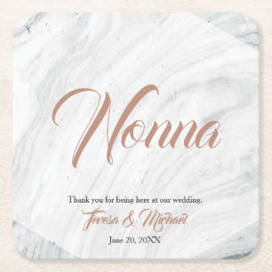 Modern Marble Personalised place card Square Paper Coaster