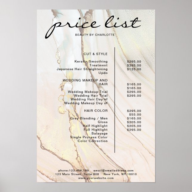 Modern Marble Price List Poster (Front)