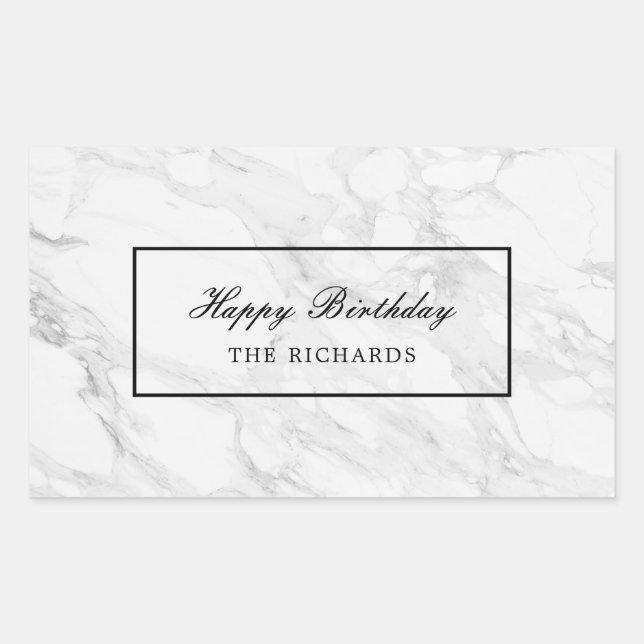 Modern marble rectangular sticker (Front)