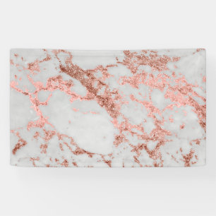 Modern Marble Rose Gold Glitter Banner