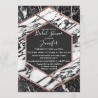 Modern Marble Rose Gold Trim Hexagon Bridal Shower