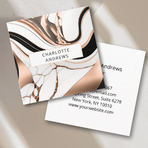 Modern Marble Rosegold Square Business Card