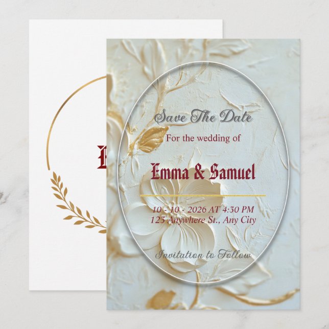 Modern Marble Save the Date Wedding Invitation (Front/Back)