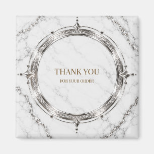 Modern Marble Silver Square Gift Box Label Magnet
