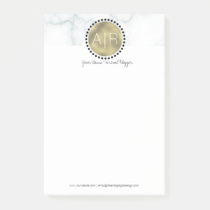 Modern Marble Simulate Foil Monogram Post-it Notes