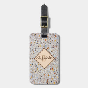 Modern Marble Stone Texture, Monogram-Personalised Luggage Tag