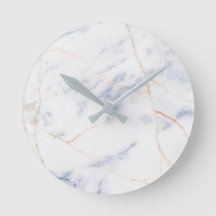 Modern Marble Wall Clock White Grey and Gold