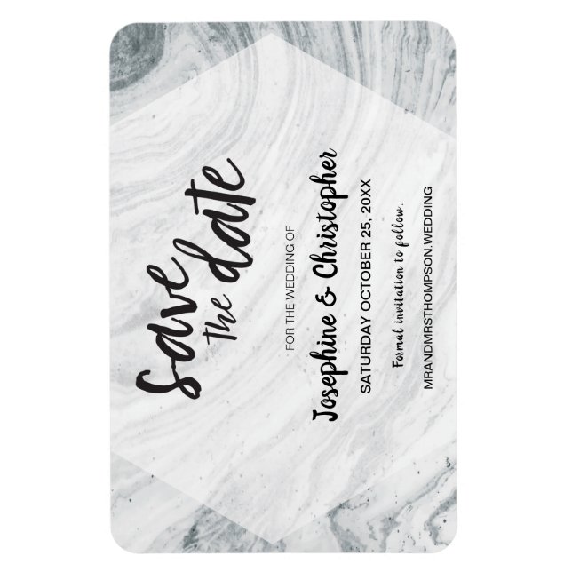 Modern Marble Wedding Save the date Magnet (Vertical)