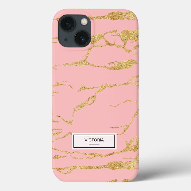 Modern marble with faux gold Case-Mate iPhone case (Back)