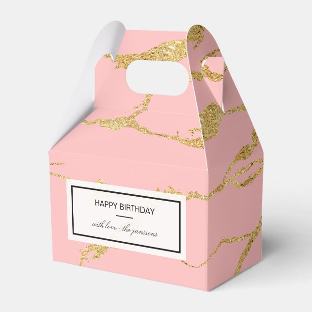 Modern marble with faux gold favour box (Front Side)