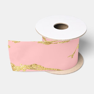 Modern marble with faux gold satin ribbon