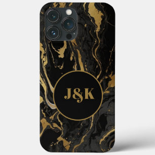 Modern Marbled Initial Monogrammed iPhone 13 Pro Max Case