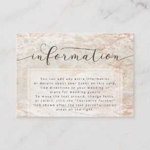 Modern Marbles in Beige Copper Wedding Information Enclosure Card