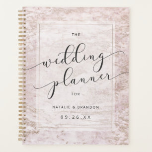 Modern Marbles in Mauve Rose Gold Wedding Plans Planner