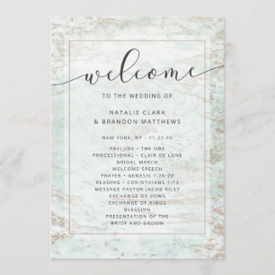 Modern Marbles in Mint Rose Gold Wedding Ceremony Programme