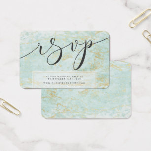 Modern Marbles in Ocean & Gold RSVP Insert Cards
