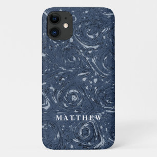 Modern Marbling Pattern Navy Blue Minimal Simple Case-Mate iPhone Case