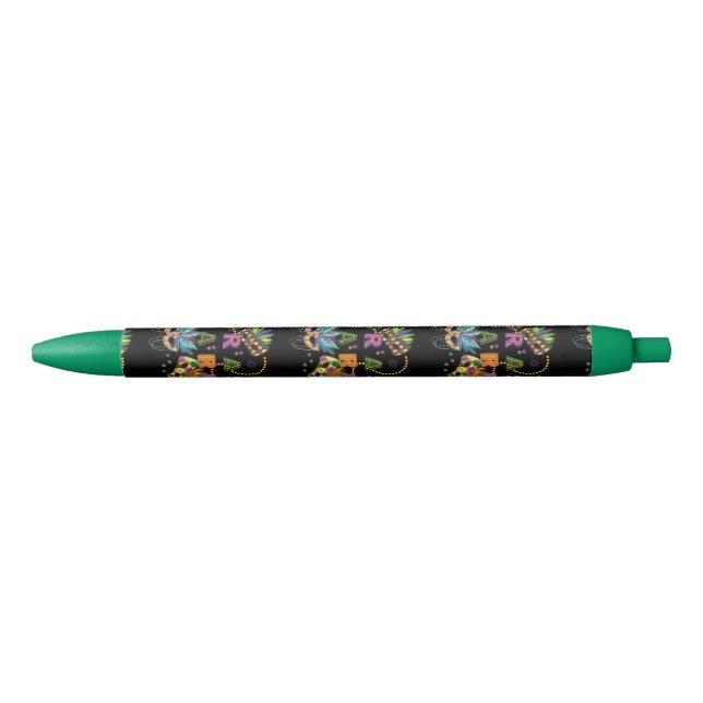 Modern Mardi Gras Black Ink Pen (Front)