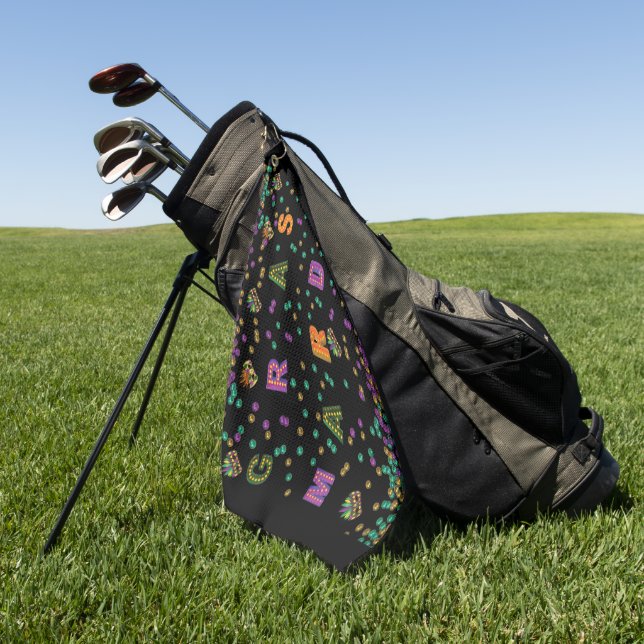 Modern Mardi Gras Golf Towel (Green)