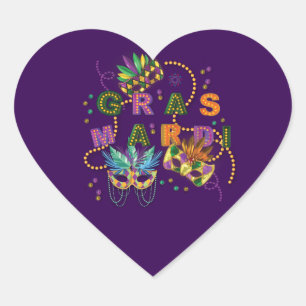 Modern Mardi Gras Heart Sticker