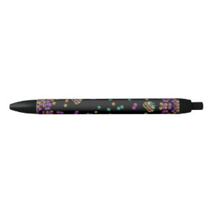 Modern Mardi Gras Pattern Black Ink Pen