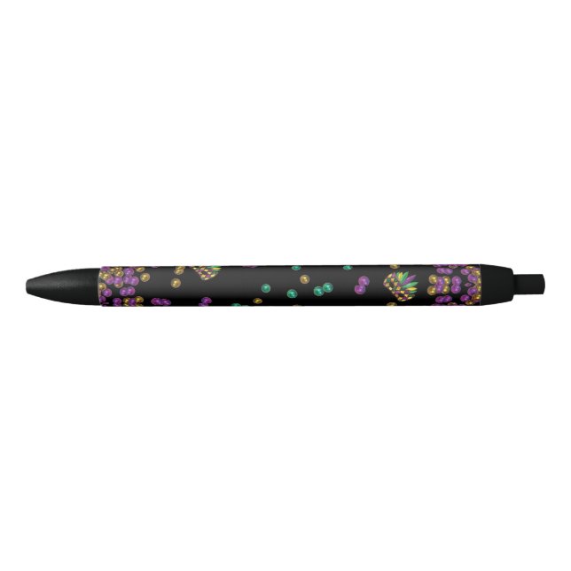 Modern Mardi Gras Pattern Black Ink Pen (Front)