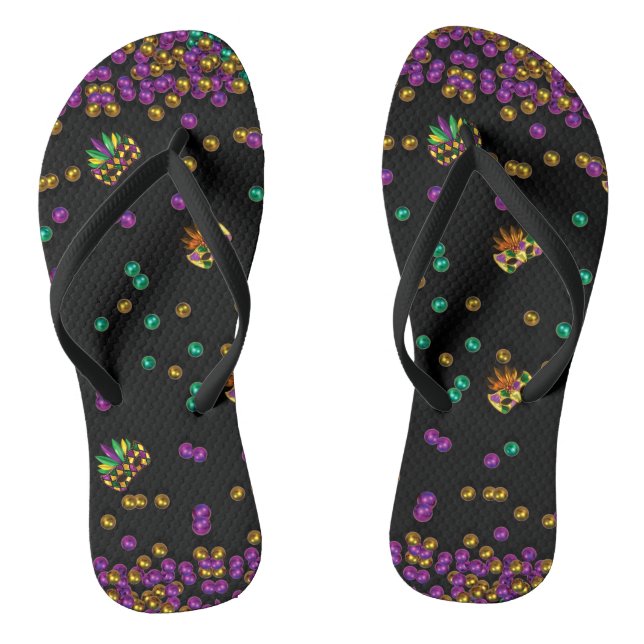 Modern Mardi Gras Pattern Jandals (Footbed)