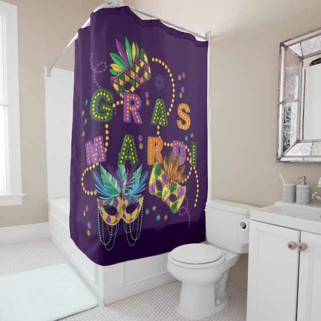 Modern Mardi Gras Shower Curtain (In Situ)