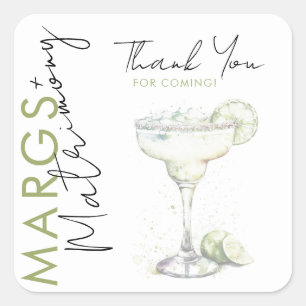 Modern Margs and Matrimony Bridal Thank You Square Sticker