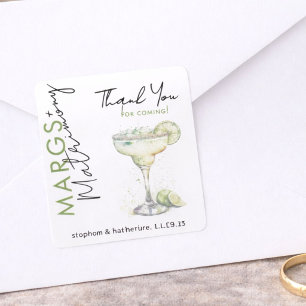 Modern Margs and Matrimony Bridal Thank You Square Sticker