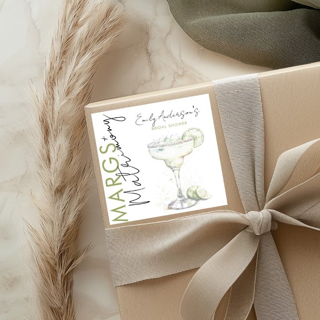 Modern Margs and Matrimony Bridal Thank You Square Sticker (Creator Uploaded)