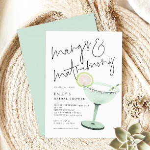 Modern Margs and Matrimony Cocktail Bridal Shower Invitation