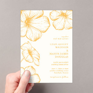 Modern Marigold Simple Floral Elegant Wedding Acrylic Invitations