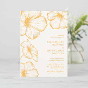 Modern Marigold Simple Floral Elegant Wedding Invitation